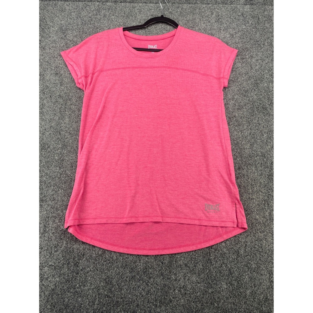 Everlast Sport T-Shirt Womens Medium Pink Heathered Active Gym Top High Low Hem